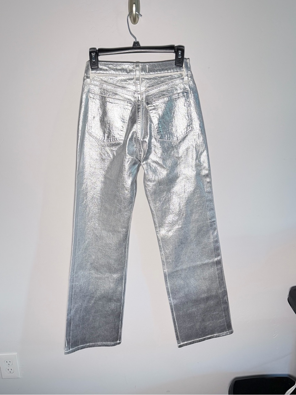 NWT Abercrombie & Fitch The 90s Relaxed High Rise Jean Metallic Silver Size 25 0 - Picture 6 of 10